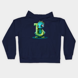 Cute Monster for Kids Alphabet Letter J Funny Back to School Kids Hoodie